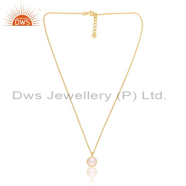 Round Pearl Set Pendant And 18K Gold Fancy Designer Necklace