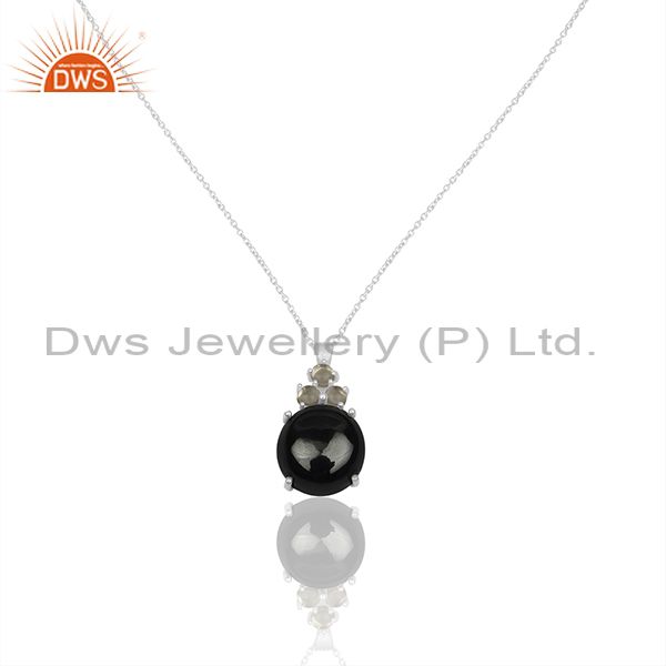 Prong set multi gemstone solid 925 silver girls pendant manufacturers