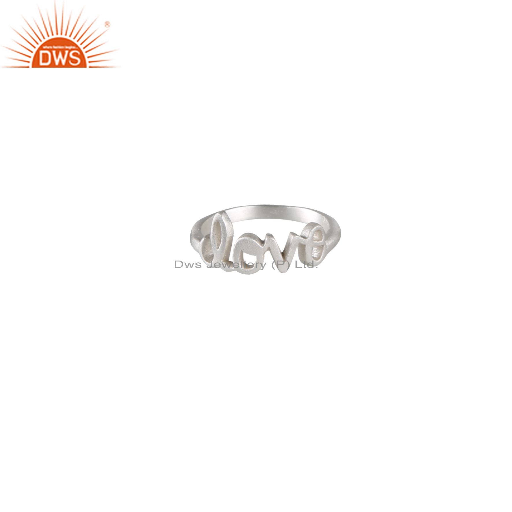 925 Sterling Silver Cursive Style Love Word Ring