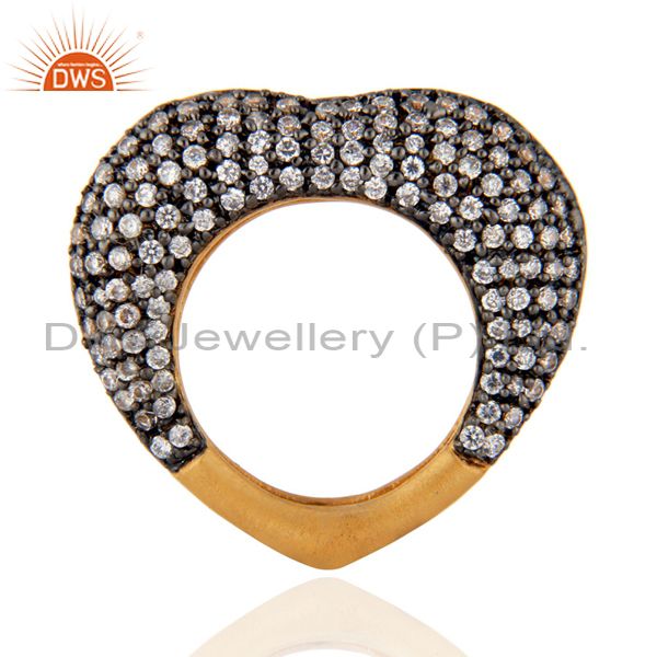 Simulated White Diamond Heart Shape Crafted 18k Gold Plated Fashion Finger Ring