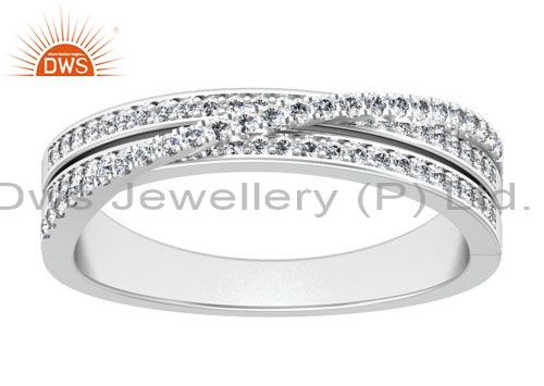 Round Cut Natural Diamond 18K Solid White Gold Engagement Ring