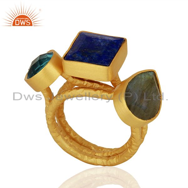 Gold Plated Brass Fashion Gemstone Rings Jewelry Manufacturer
