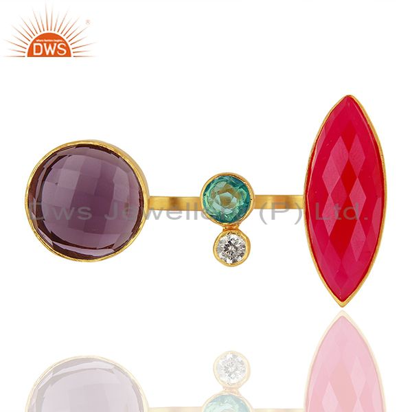 Hydro Gemstone Gold Plated Brass Fashion Ring Jewelry Supplier