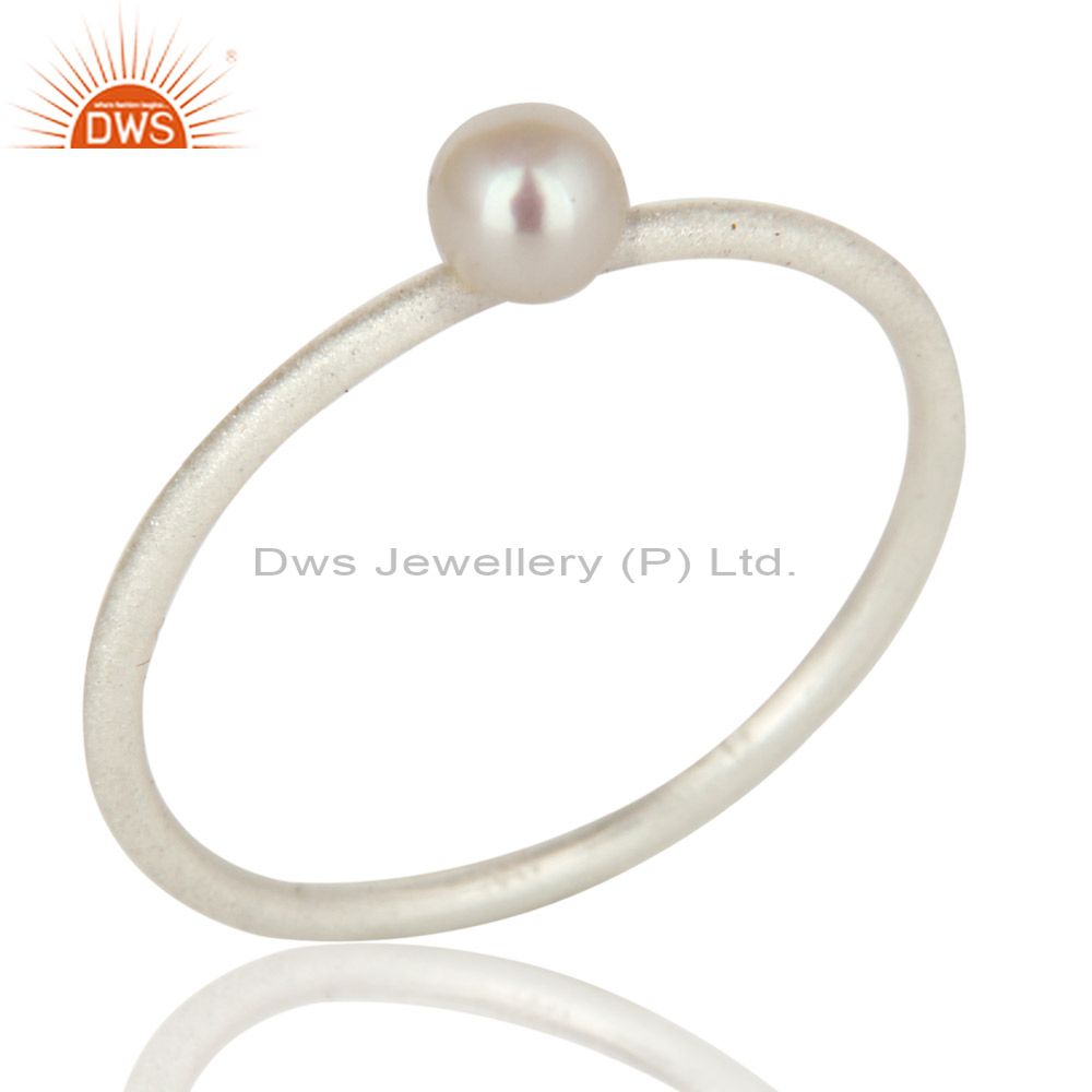 925 Solid Sterling Silver Natural White Pearl Stackable Ring