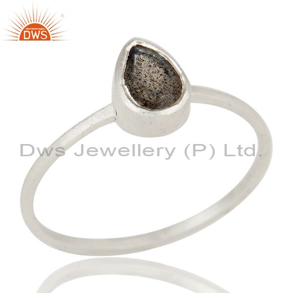 Handmade 925 Solid Sterling Silver Labradorite Gemstone Stacking Ring