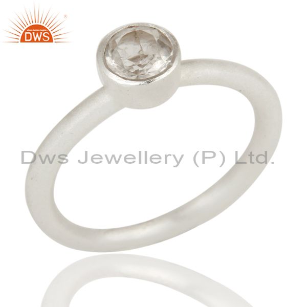 925 Sterling Silver Natural Crystal Quartz Gemstone Stack Ring
