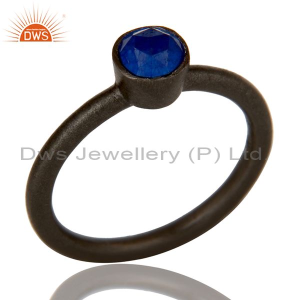Beautiful Handmade Blue Aventurine Gemstone sterling silver black oxidizd ring