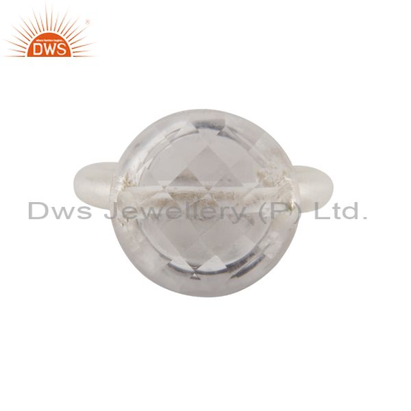 925 Sterling Silver Natural Crystal Quartz Stackable Ring