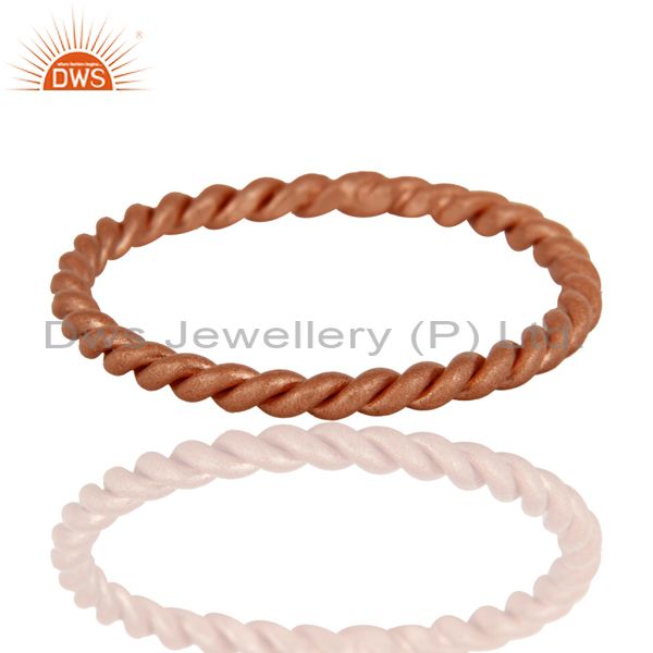 18K Rose Gold Plated Sterling Silver Twisted Wire Stackable Ring