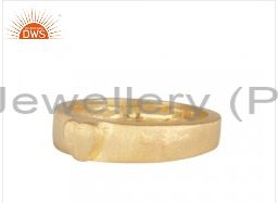 18K Yellow Gold Plated Sterling Silver Hammered Band Ring