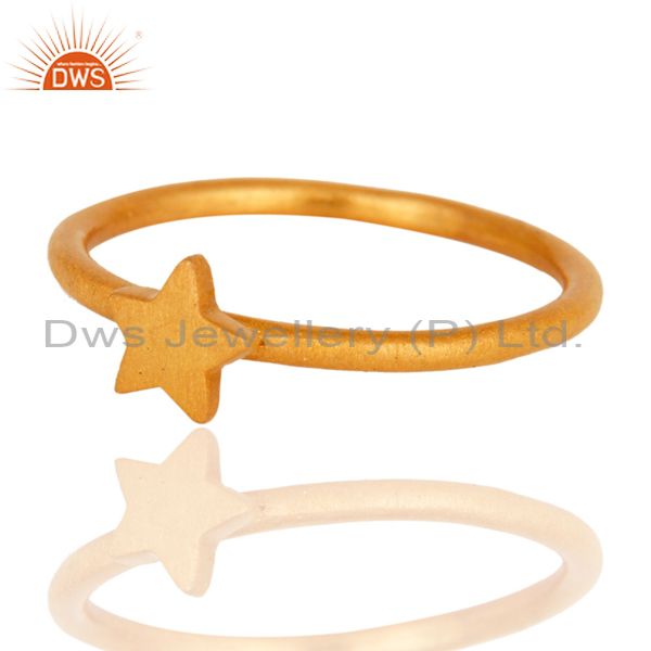 18K Yellow Gold Plated Sterling Silver Star Design Stackable Ring