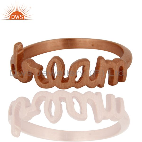 18K Rose Gold Plated Sterling Silver Cursive Style "Dream" Letter Ring
