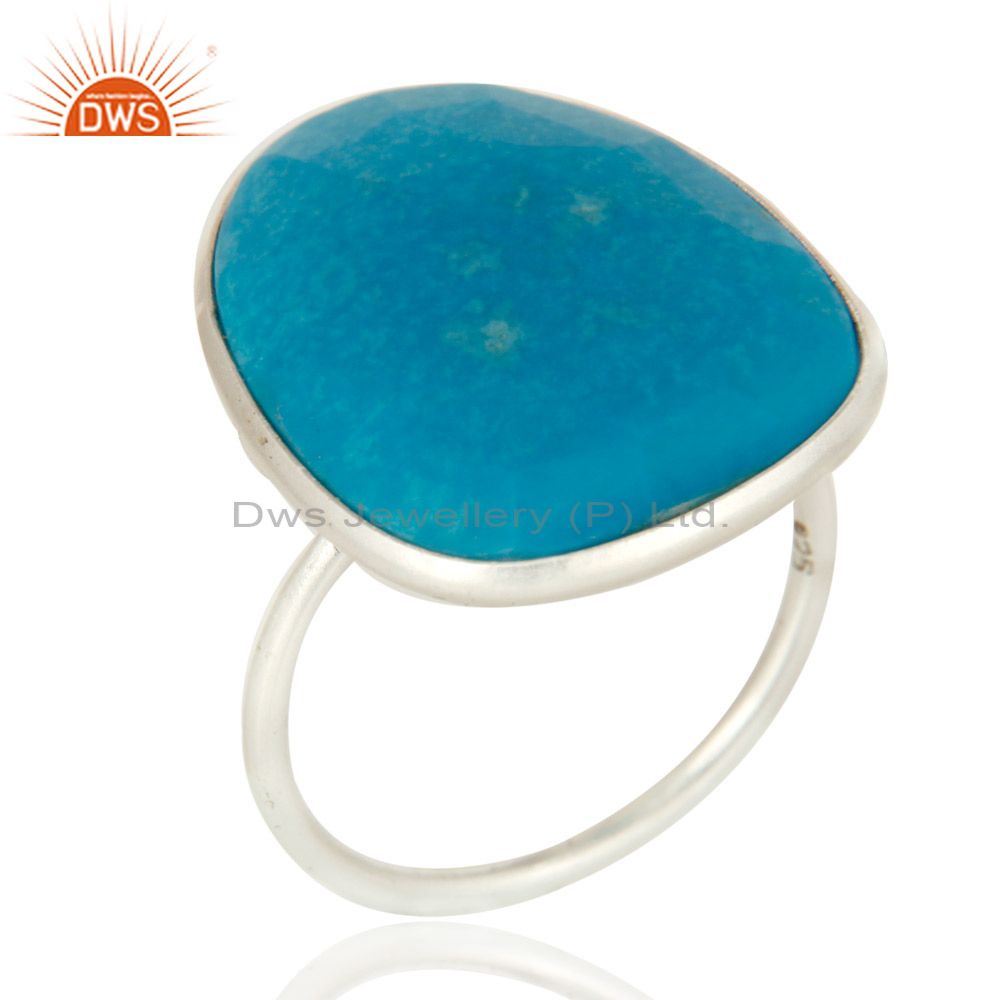 925 Sterling Silver Turquoise Gemstone Bezel Set Handmade Ring
