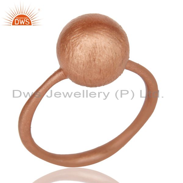 Brush Finished 18K Rose Gold Plated Sterling silver Stacking Ring
