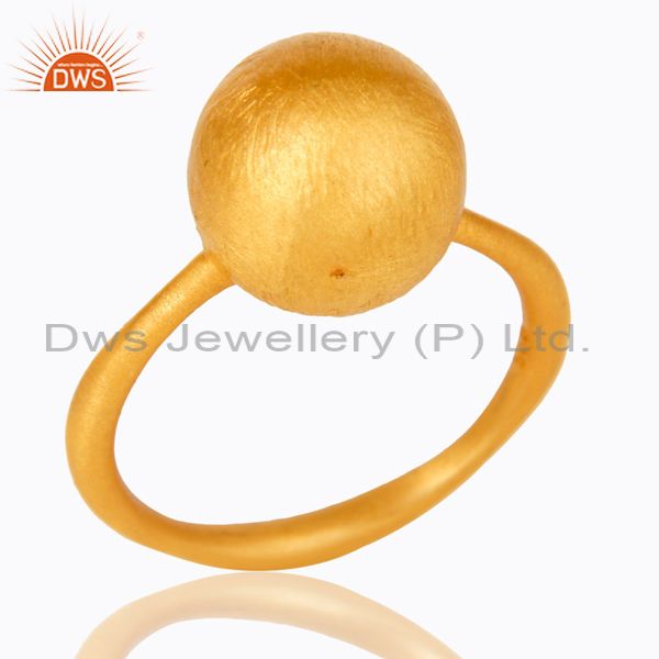 18K Yellow Gold Plated Silver Brushed Finish Stacking Ring