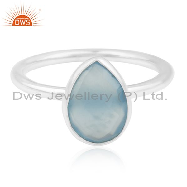 Blue Chalcedony Gemstone 925 Silver Handmade Ring Manufacturer for Private Label