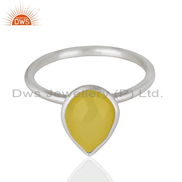 Wholesale 925 Sterling Silver Yellow Chalcedony Gemstone Ring Jewelry