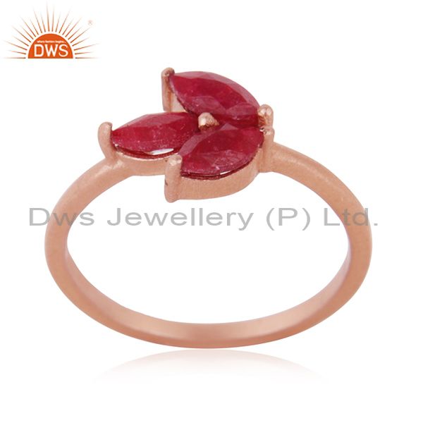Rose Gold Plated Sterling Silver Ruby Corundum Gemstone Ring Manufacturer India