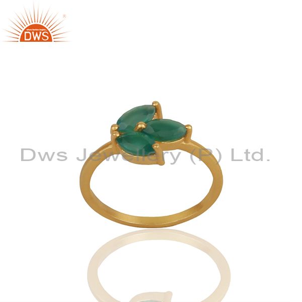 Green Onyx Gemstone 925 Silver Gold Plated Stackable Ring Wholesale
