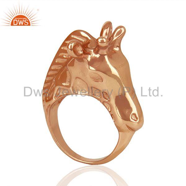 Knuckle Giraffe 925 Sterling Silver Rose Gold Plated Ring Animal Jewellery