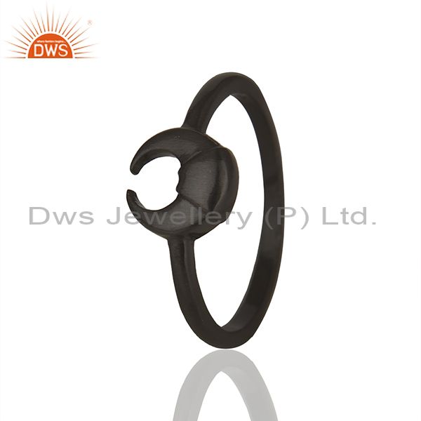 Horse Shoe Design Black 92.5 Silver Stackable Rings Manufacturers