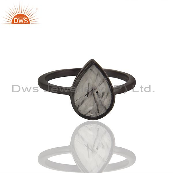 Black Rutile Gemstone Black Color 92.5 Silver Ring Manufacturers