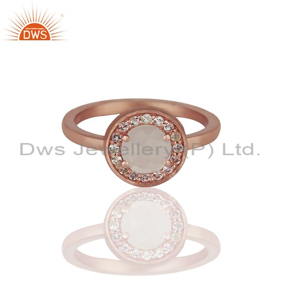 Rose Gold Plated 925 Silver Multi Gemstone Cutom Rings Wholesale