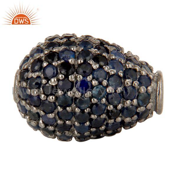 925 sterling silver pave set blue sapphire gemstone finding charms jewelry