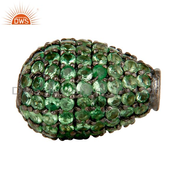 Oxidized sterling silver pave tsavorite gemstone beads finding charms jewelry