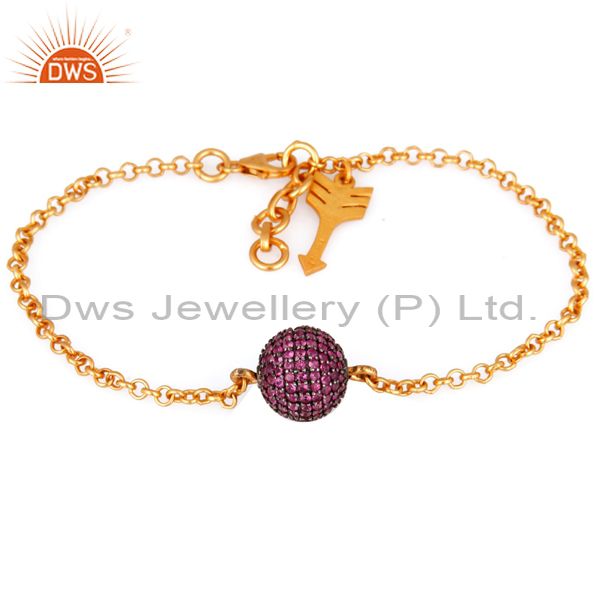 18k gold plated 925 sterling silver ruby gemstone beads arrow charm bracelets