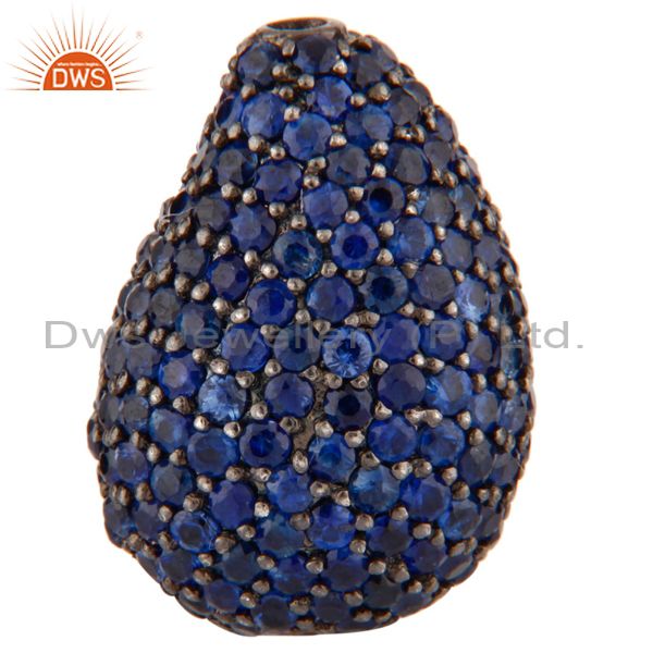 Natural blue sapphire gemstone bead finding made of 925 sterling silver jewelry