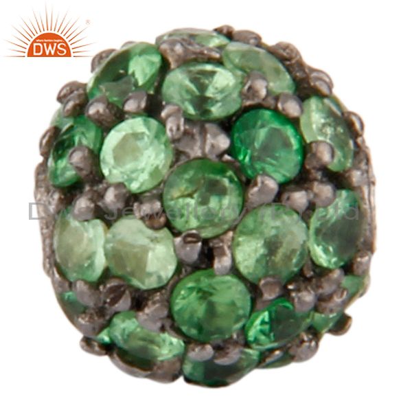 6mm tsavorite gemstone pave sterling silver beads finding spacer bead jewelry