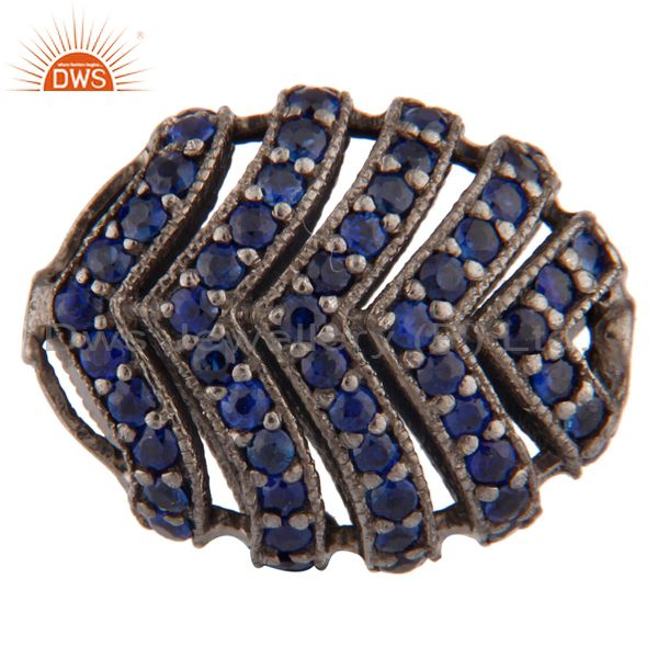 Blue sapphire pave 925 sterling silver gemstone charm finding jewelry
