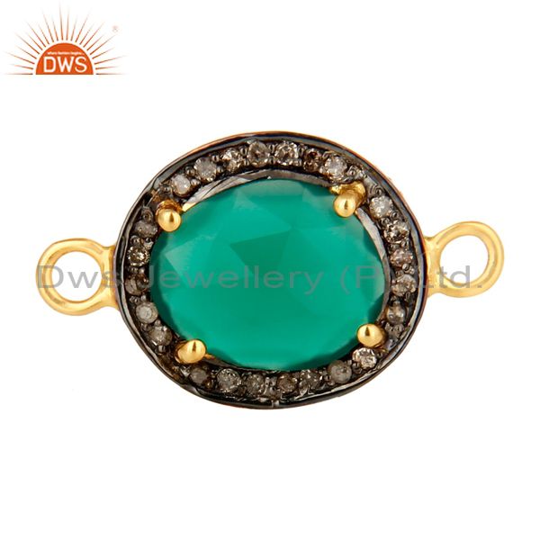 18k yellow gold over sterling silver green onyx with pave diamond connector