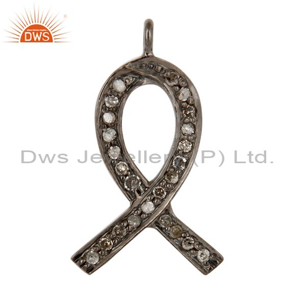 925 sterling silver pave set diamond awareness ribbon charms findings pendant