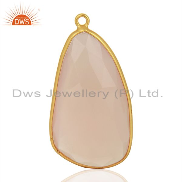 Rose chalcedony gemstone gold plated silver connector jewelry supplier