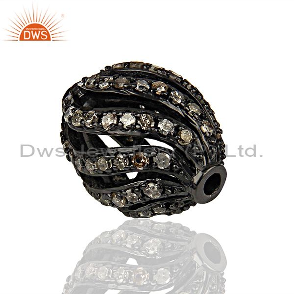 Rhodium plated silver pave diamond beads findings jewelry supplier
