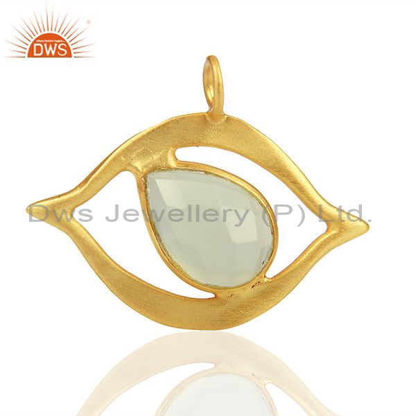 Gold plated 925 silver chalcedony gemstone charm jewelry findings