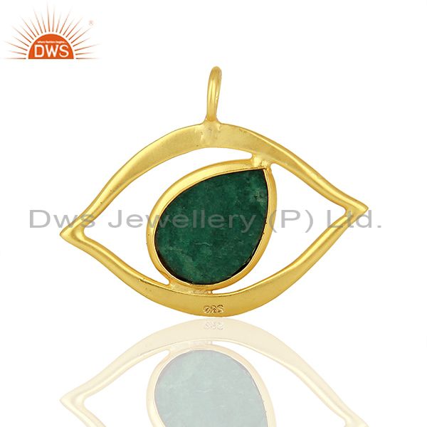 Emerald gemstone gold plated 925 silver pendant jewelry manufacturer