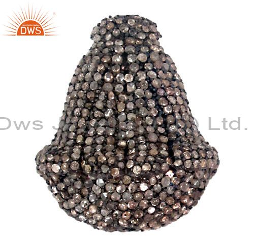 925 silver diamond bead jewelry 5.7 ct pave diamond spacer bead findings