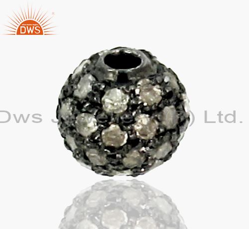 6 mm diamond pave spacer 925 sterling silver ball bead finding vintage style