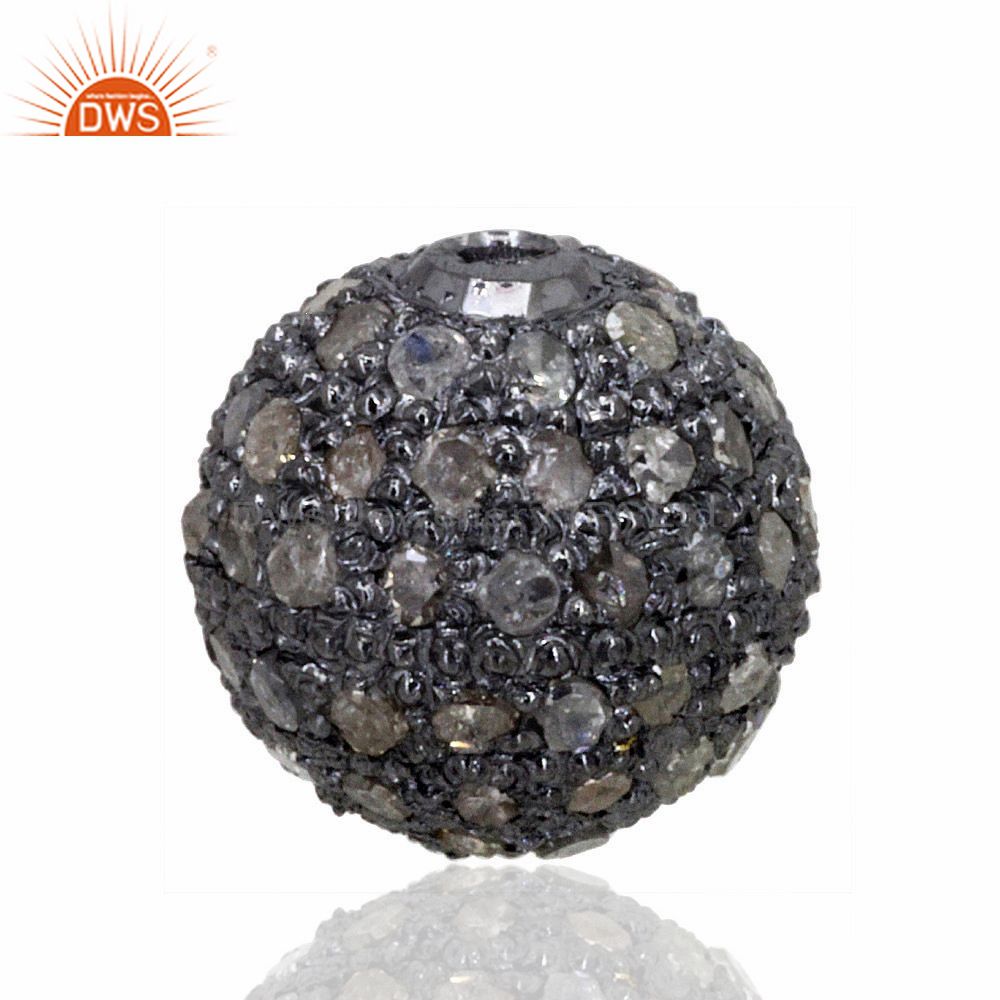 8mm pave diamond disco bead sterling silver spacer ball finding designer jewelry
