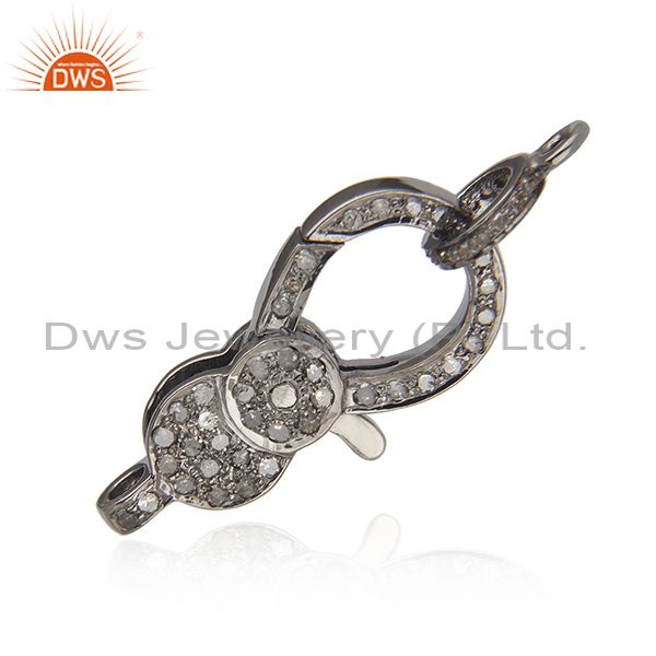 27x13mm 925 silver pave diamond lobster clasp & spring lock finding gift jewelry