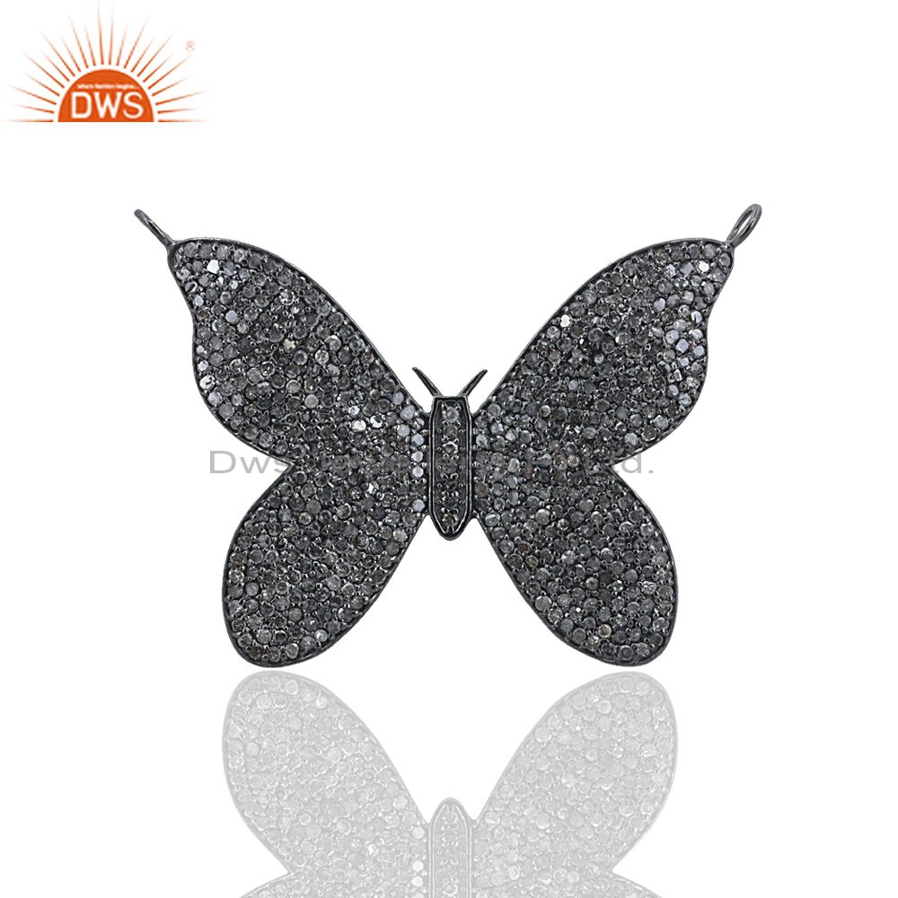 4.41 ct pave diamond sterling silver butterfly charm pendant jewelry supplier