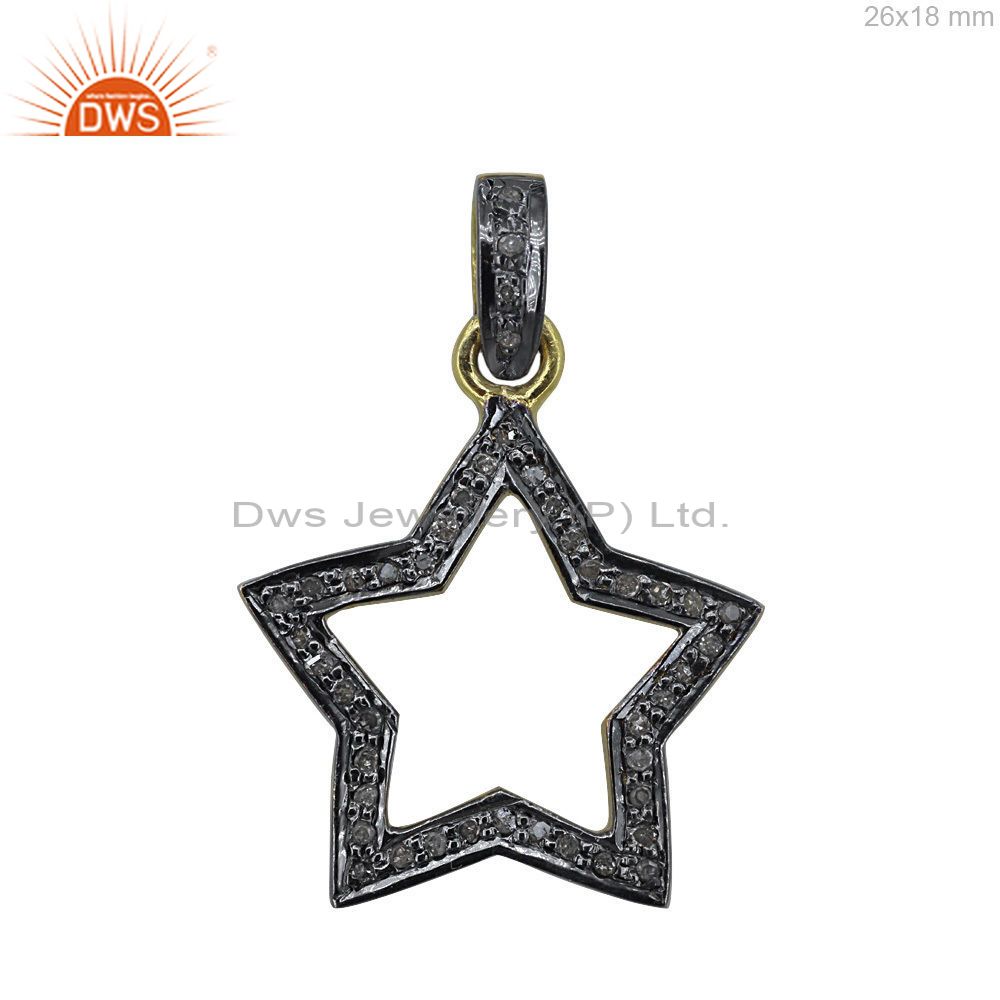 Designer star pave diamond 925 silver jewelry mini charms pendant wholesale