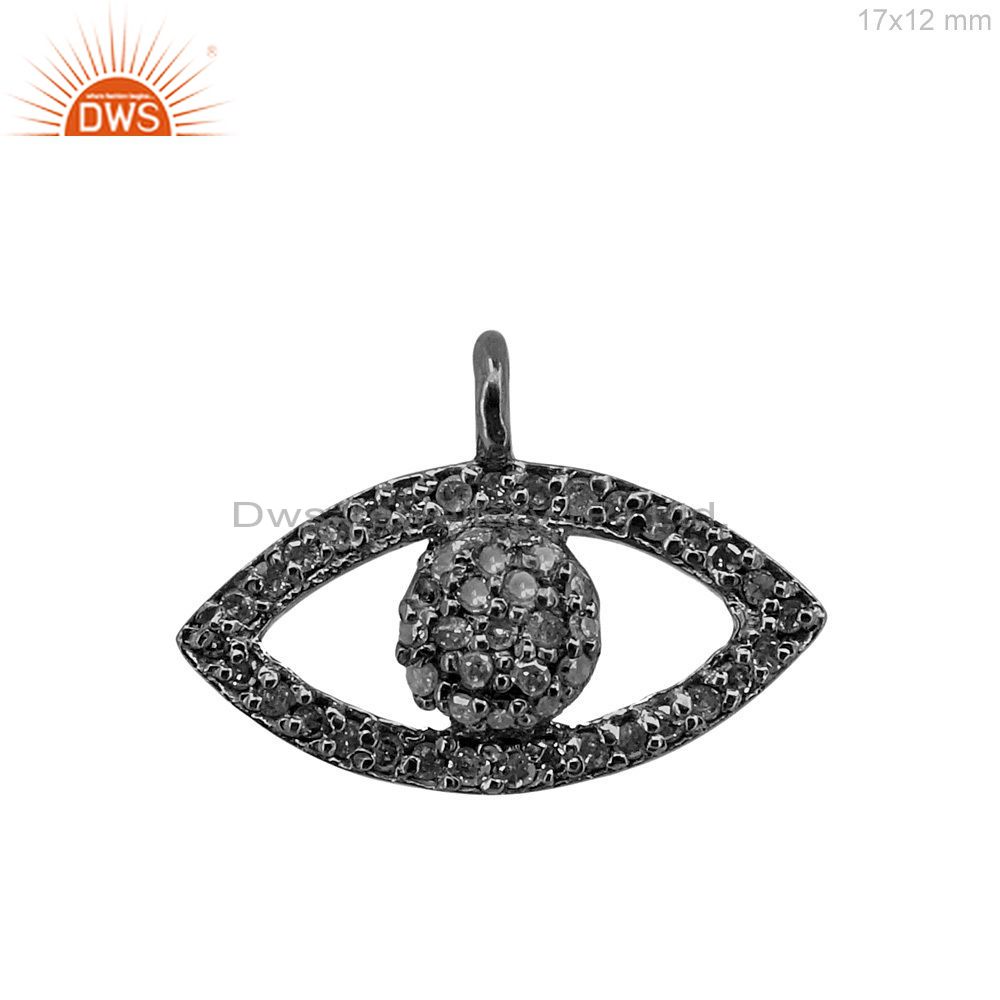 Handmade 925 silver trendy evil eye pave diamond designer charm pendant jewelry