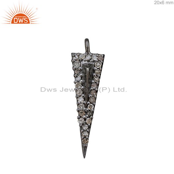 Pave diamond arrow head 925 silver charm pendant fashion jewelry 20x6mm