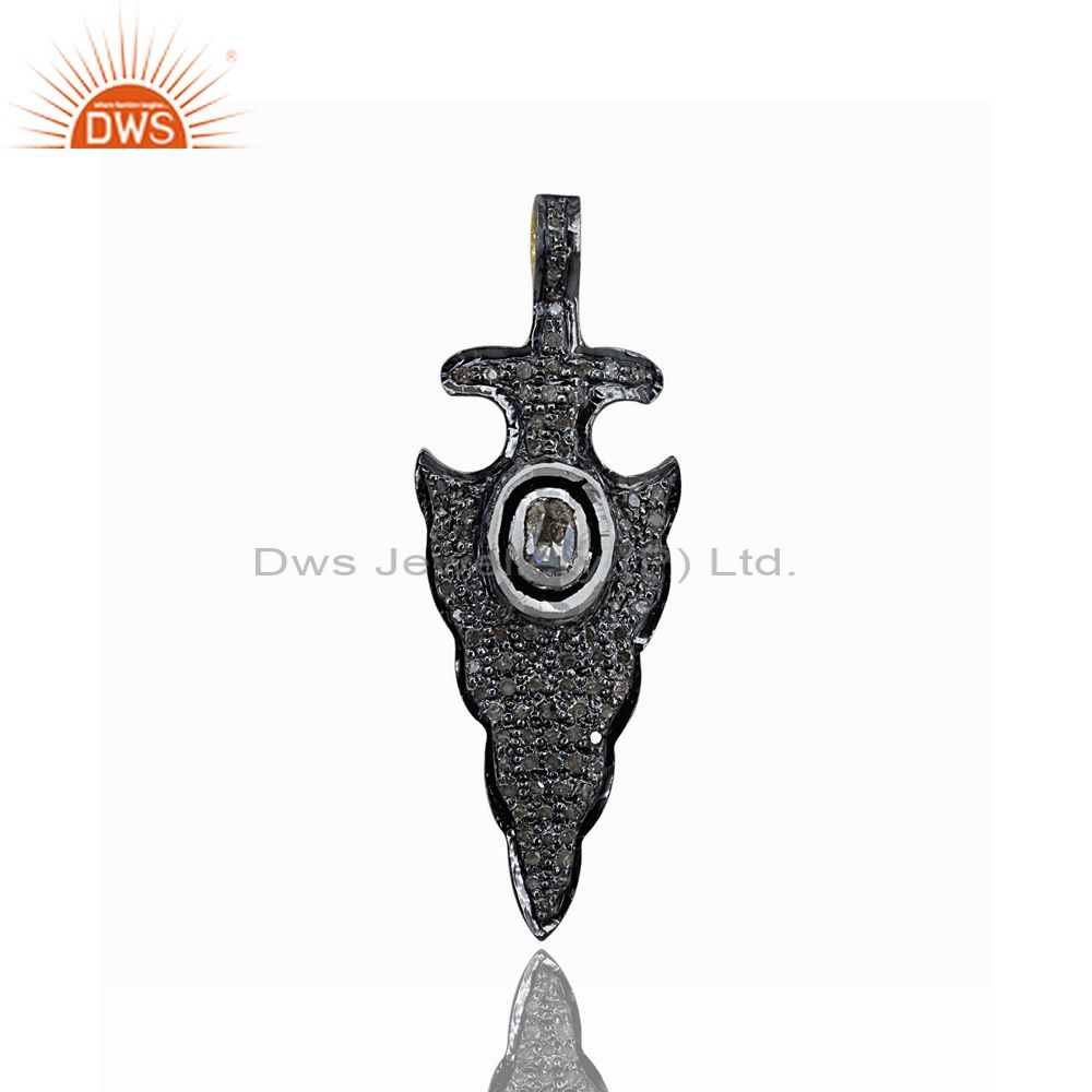 Pave diamond arrow head 92.5 sterling silver charm pendant jewelry