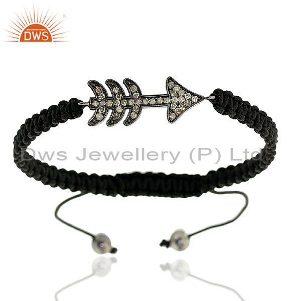 925 sterling silver diamond arrow style macrame bracelet handmade gift jewelry