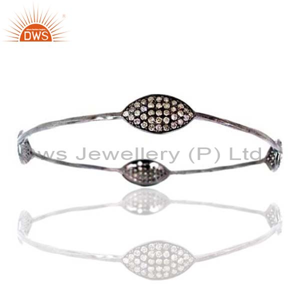 Natural 1.70ct diamond pave 925 silver bangle fashion jewelry